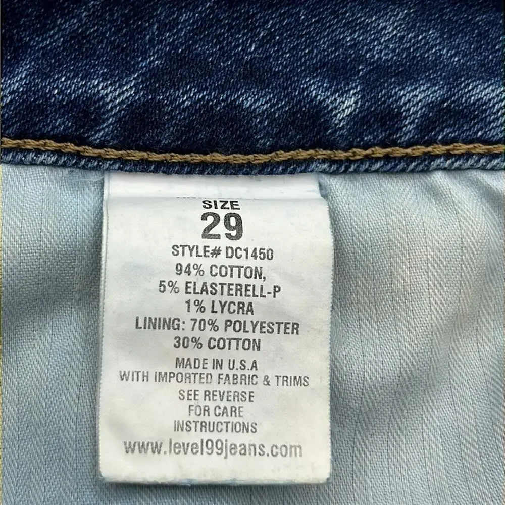 Level 99 4” Inseam High Rise Cuffed Shorts Size 29